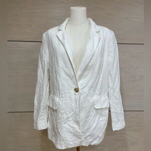 Zara White Linen Blazer